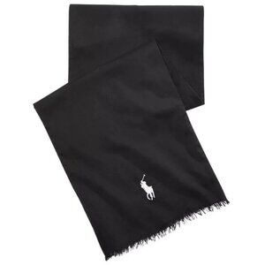 Polo Ralph Lauren Fringe Cotton Rectangle Scarf Black